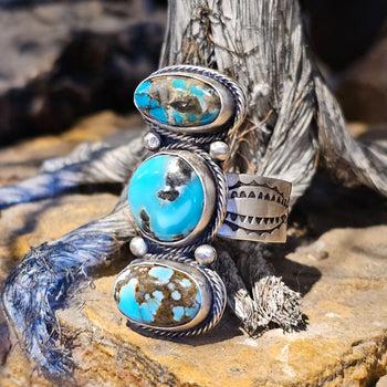 3 Stone Turquoise Ring - Size 9-3/4 - RSW21