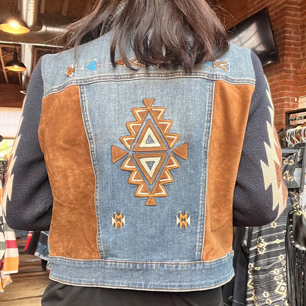 Aztec Embroidered Denim Jacket - Scully - JKSY6
