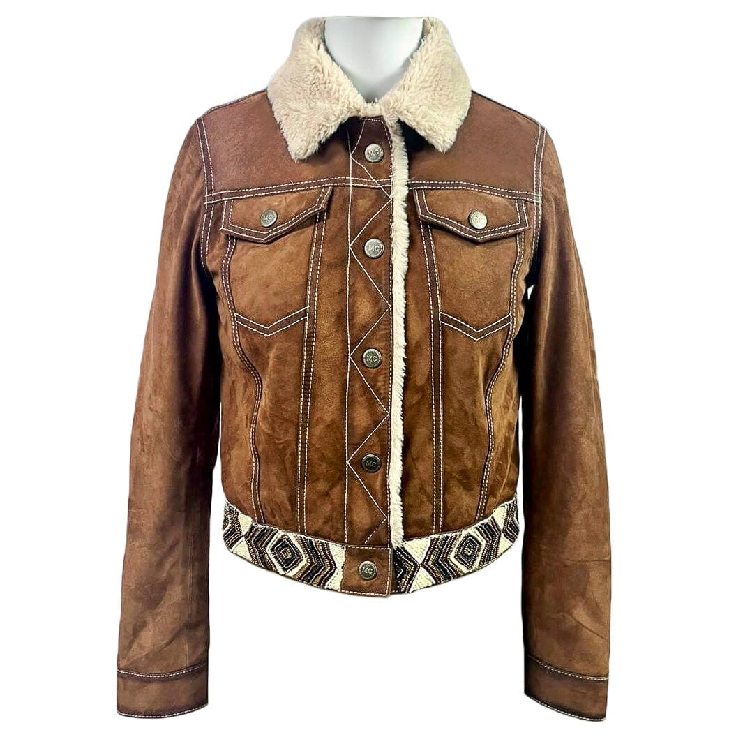 Women's Bison Leather Beaded Jacket - Madison Creek - BISNDT