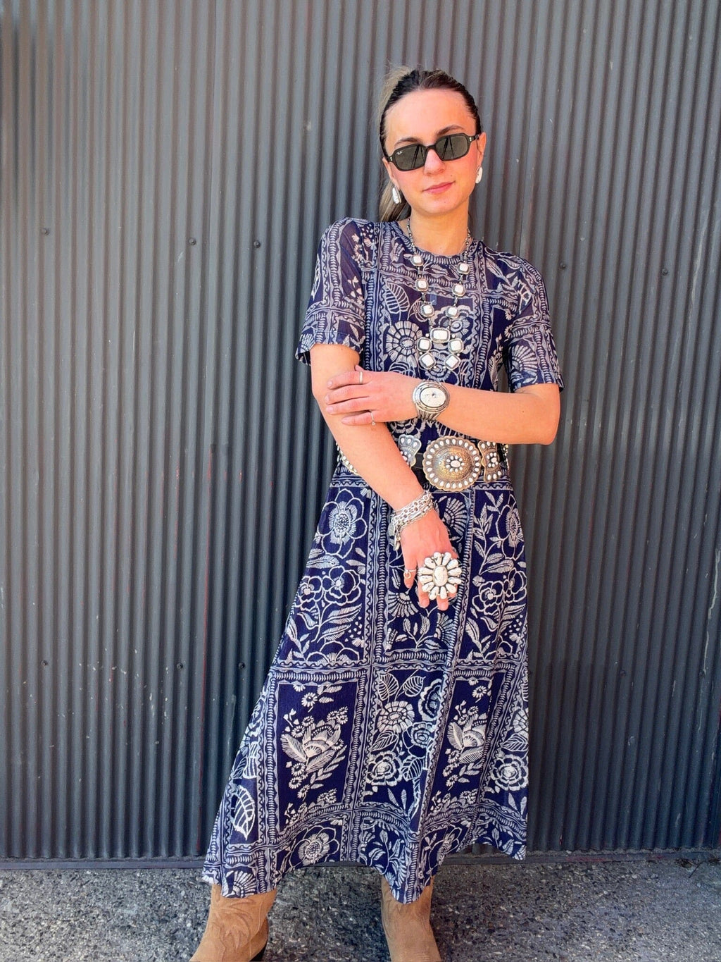 Blue Mesh Tee Dress - Johnny Was