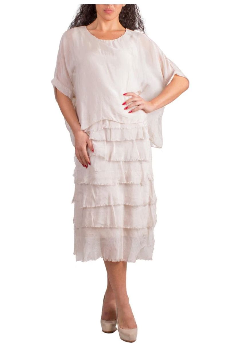 white christmas dresses Maria Tulle Midi Dress in Cream main image 0