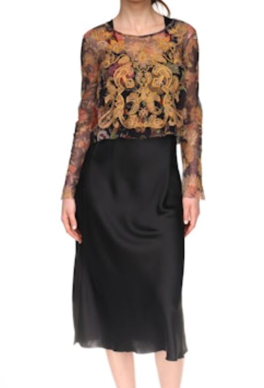 johnny was mesh midi dress Kym - Van Gogh Color:Ivory Flower This faux suede dress flowing silhouette