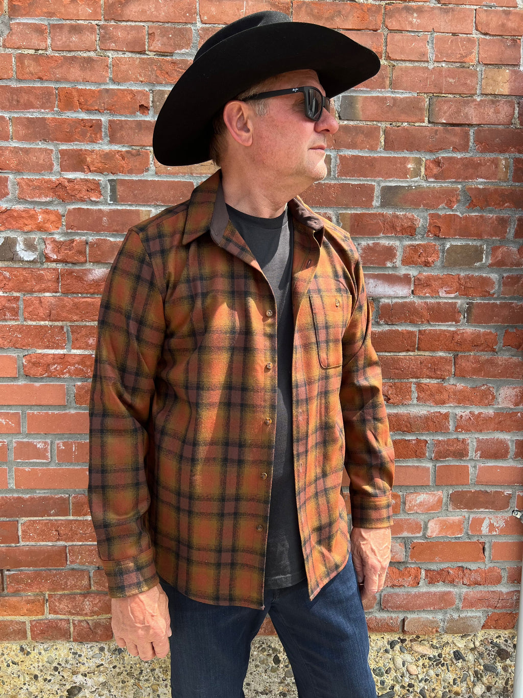 Men's Elbow Patch Trail Shirt - Brown/Brick Ombre - Pendleton Men's Elbow Patch Trail Shirt - Brown/Brick Ombre - Pendleton
