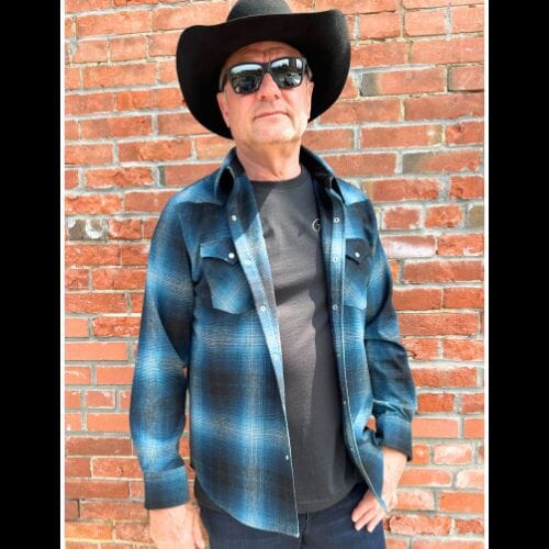 Men's Plaid Snap Front Western Canyon Shirt - Turquoise Ombre