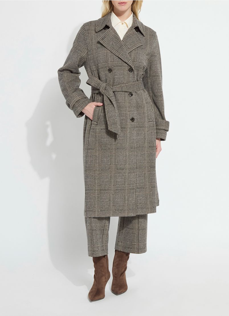 Plaid Ponte Trench Coat - LY3982 – STONE FEATHER ROAD
