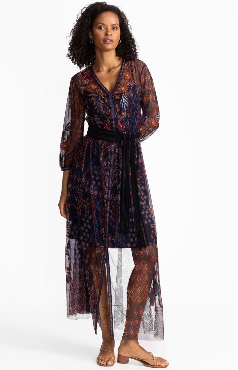 Theia Mesh Dress - Johnny Was - C34325 STONE FEATHER ROAD Theia Mesh Dress - Johnny Was - C34325 STONE FEATHER ROAD
