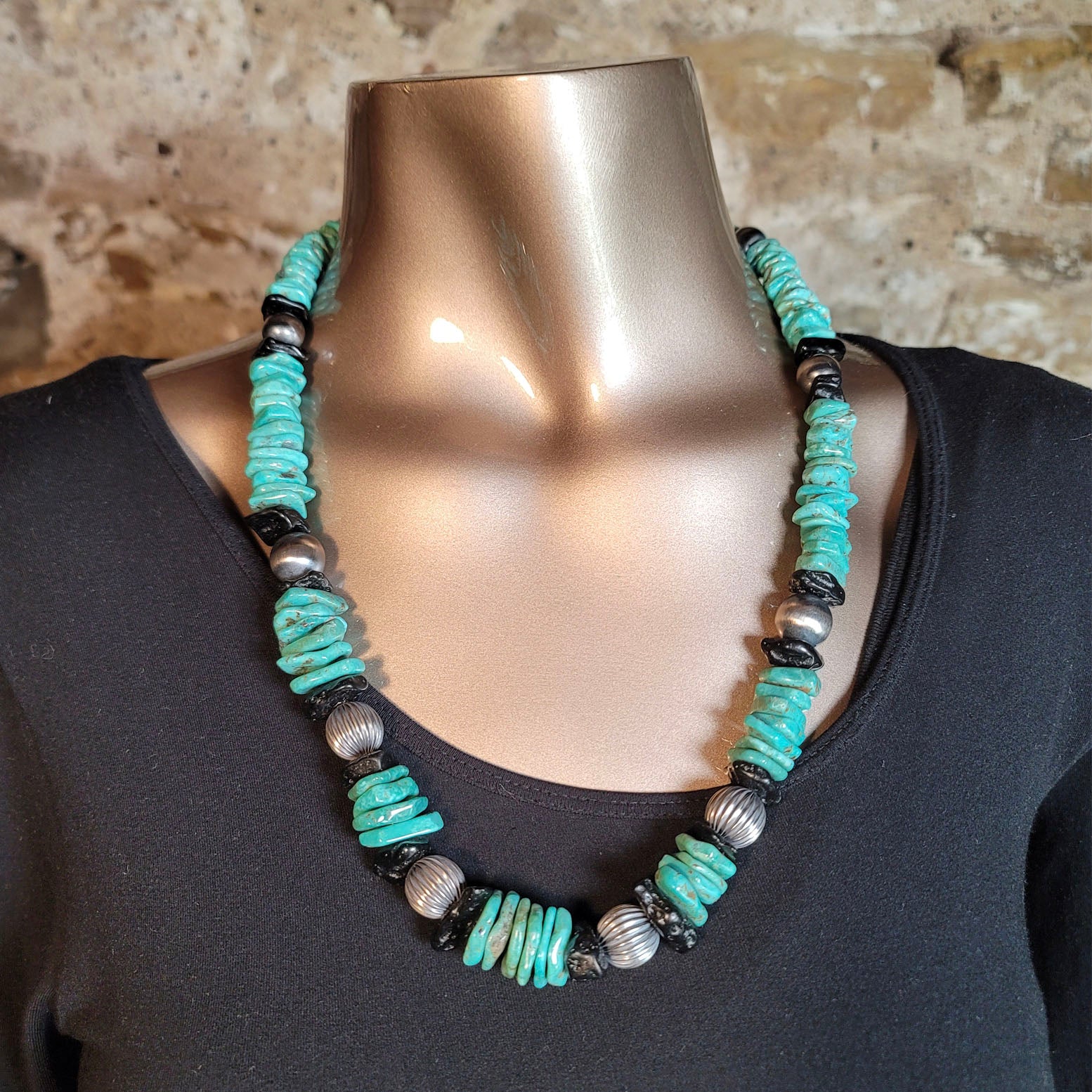 Turquoise / Navajo Pearl - 25" Necklace - N582