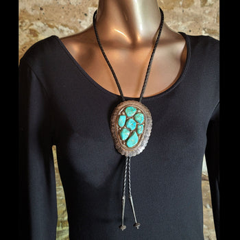 Vintage Turquoise and Sterling Silver Bolo - BOLO7