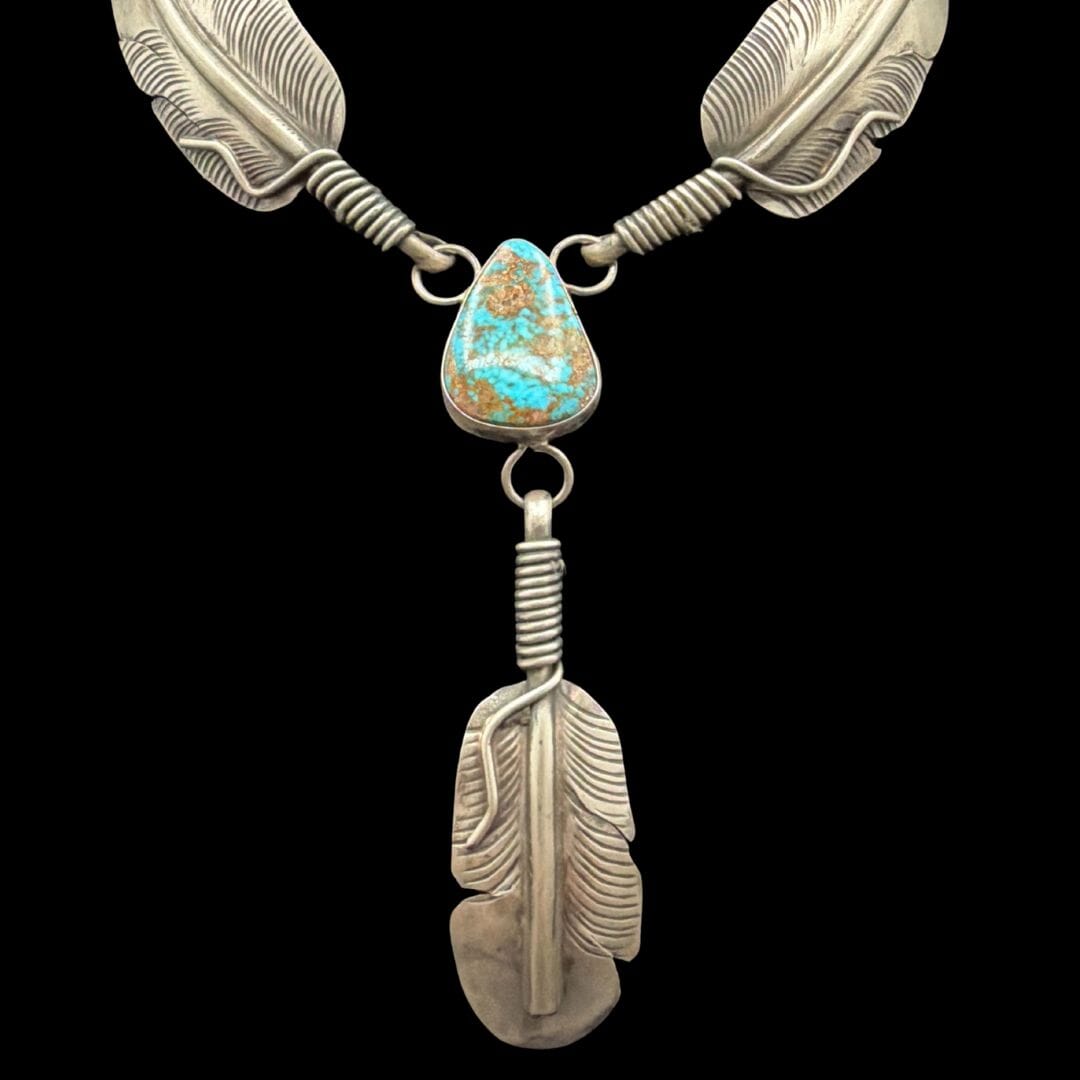 1 Stone Kingman W/ Feather Necklace - NSL30