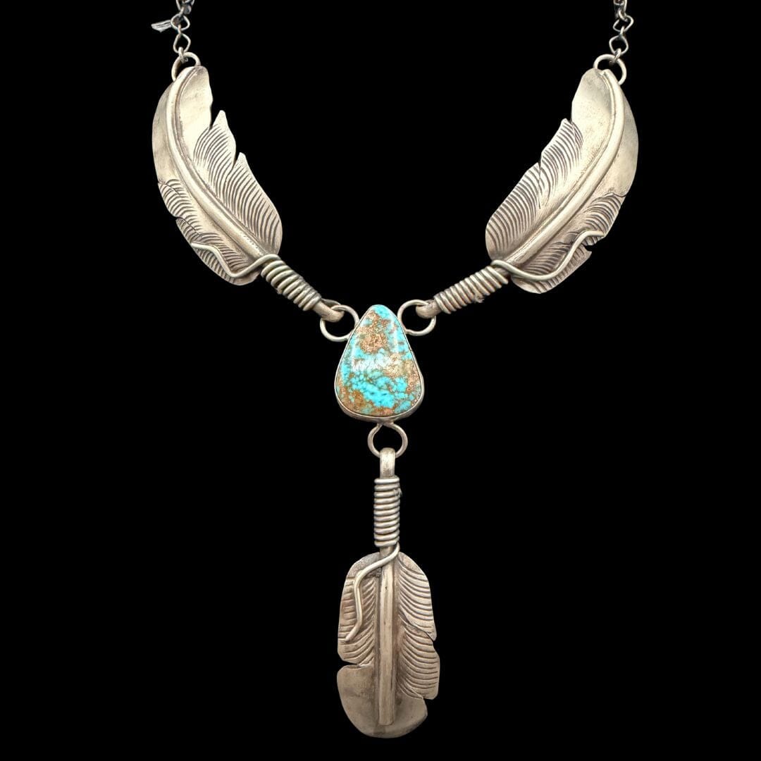 1 Stone Kingman W/ Feather Necklace - NSL30