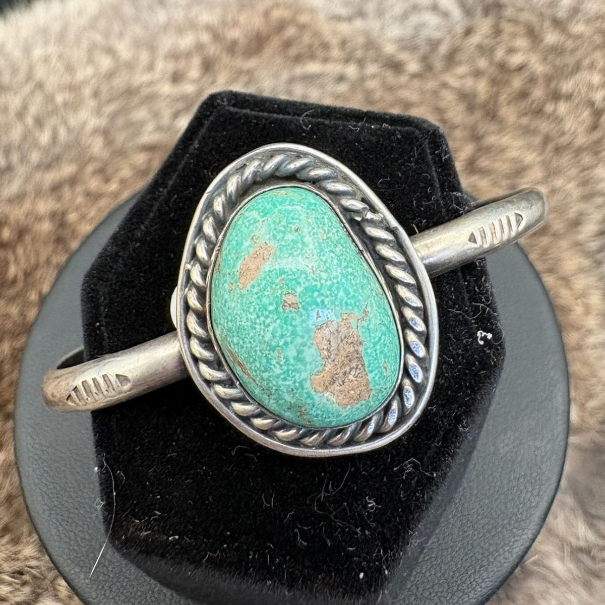 1 Stone Turquoise Stacker Sterling Cuff - CMH294
