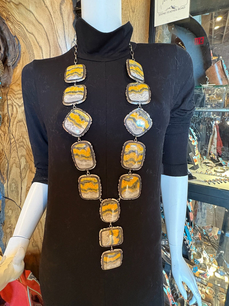 13-Stone Bumble Bee Jasper Necklace - N422