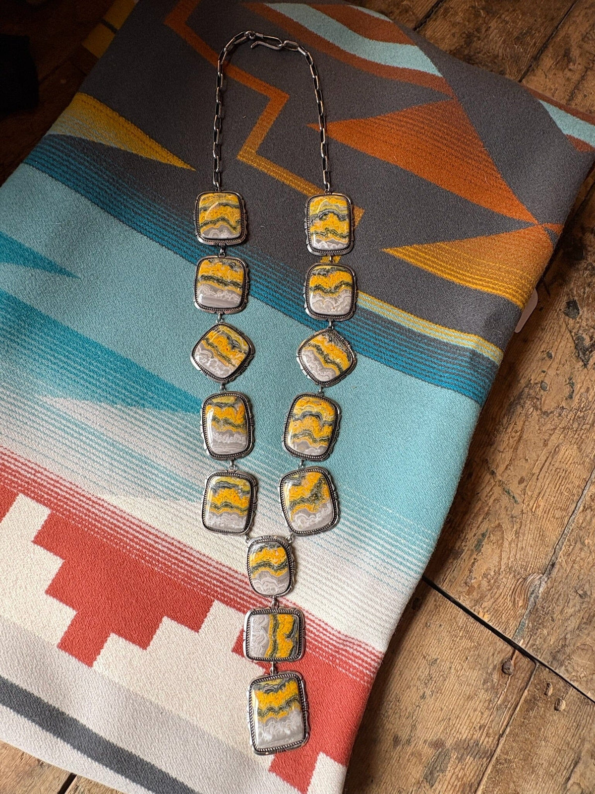 13-Stone Bumble Bee Jasper Necklace - N422