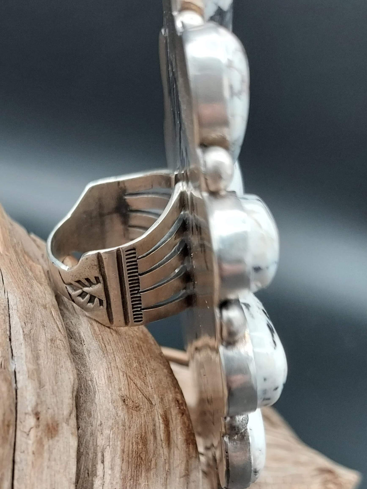 13-Stone White Buffalo Cluster Ring – Size 9 - R276