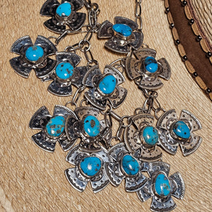 15-20" 13-Turquoise Stone Cross on Chain - NSW43