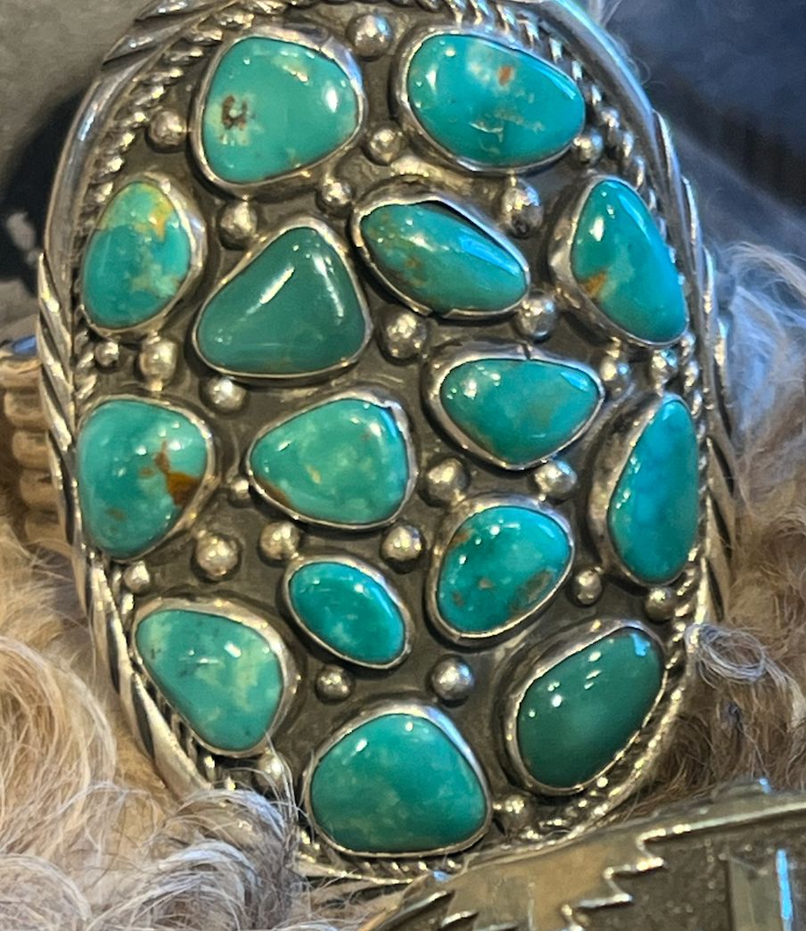 15-Stone Green Turquoise Cuff - CYS1