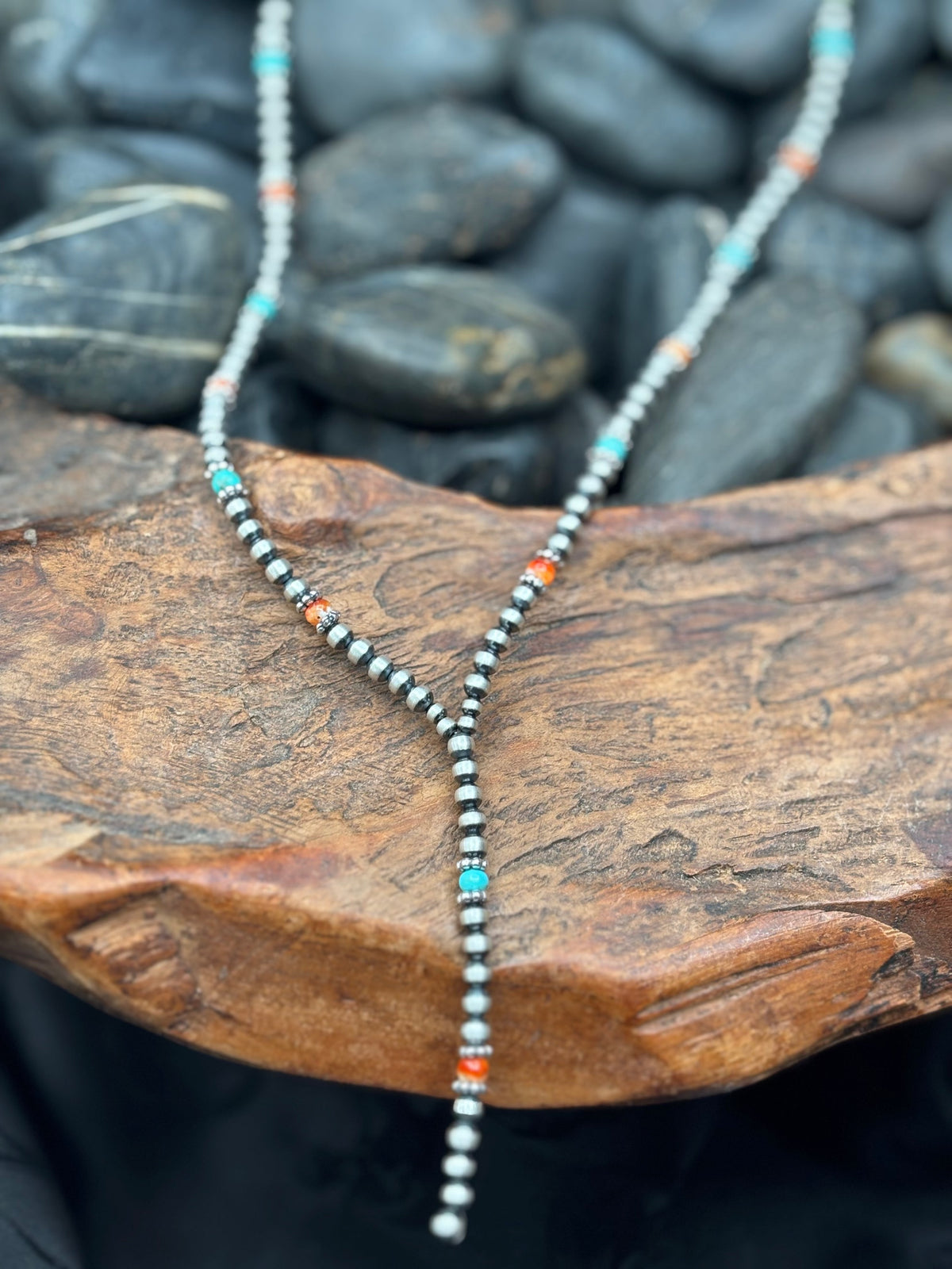 18" Multi Stone/Sterling Silver Lariat - NSW88