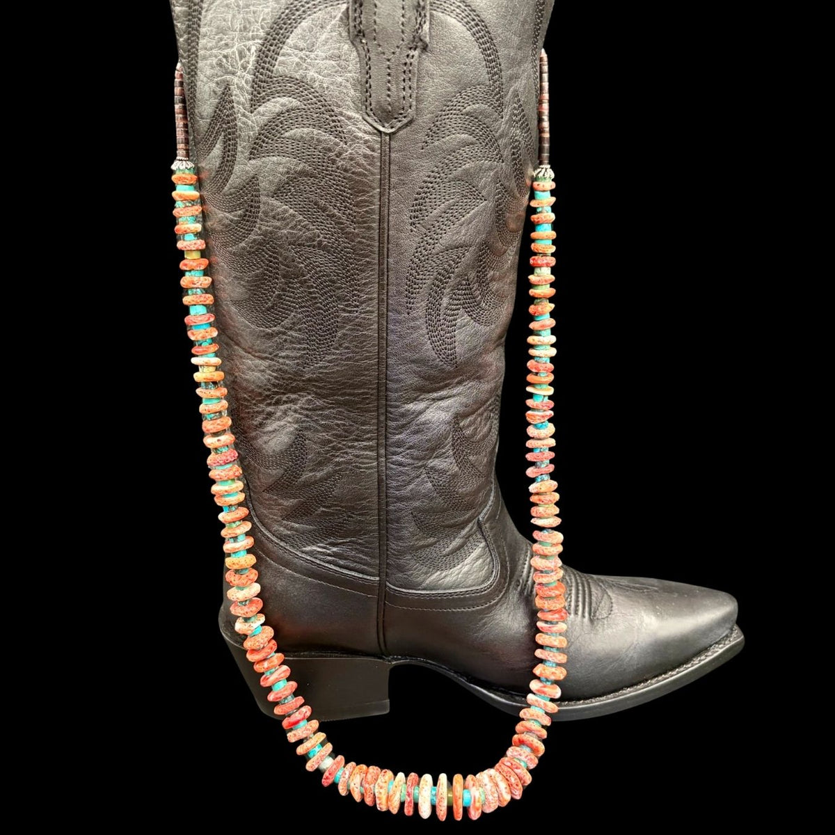 Spiny Oyster and Turquoise Heishi Necklace - NMH66