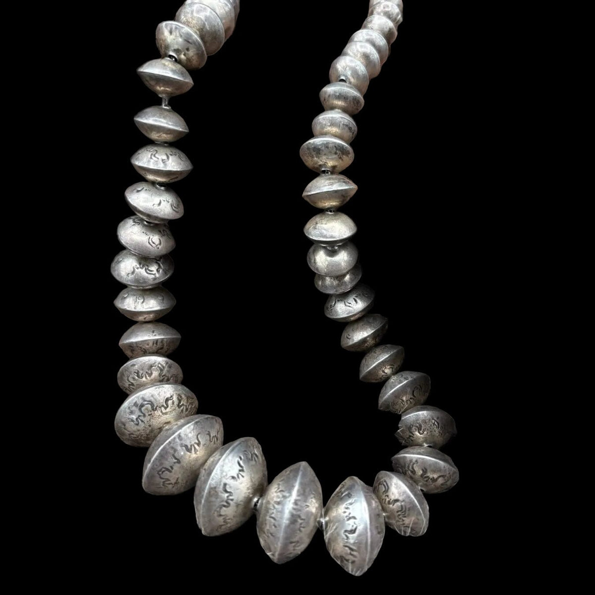 22.5" Vintage Sterling Stamped Disc Bead Necklace - NMH80