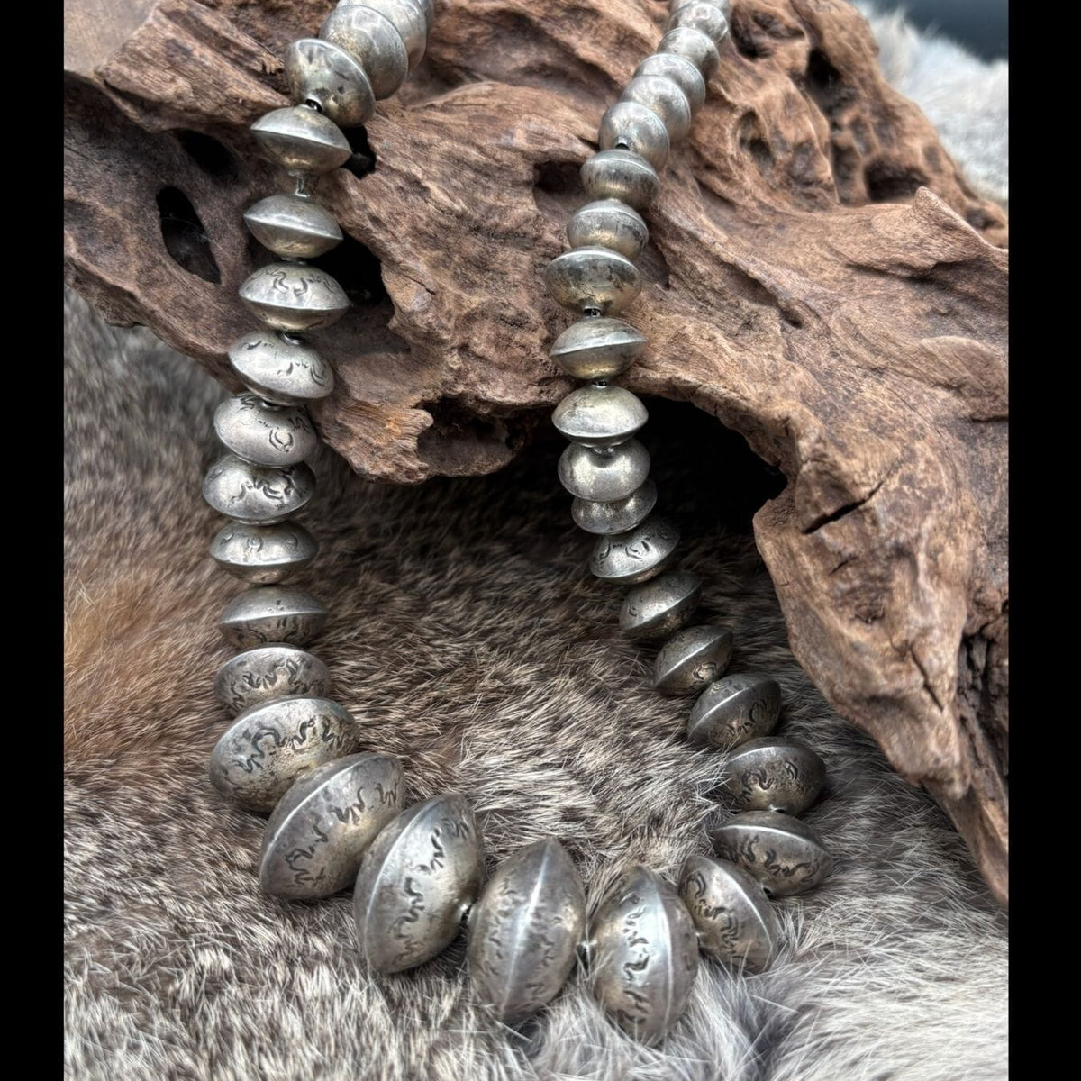 22.5" Vintage Sterling Stamped Disc Bead Necklace - NMH80