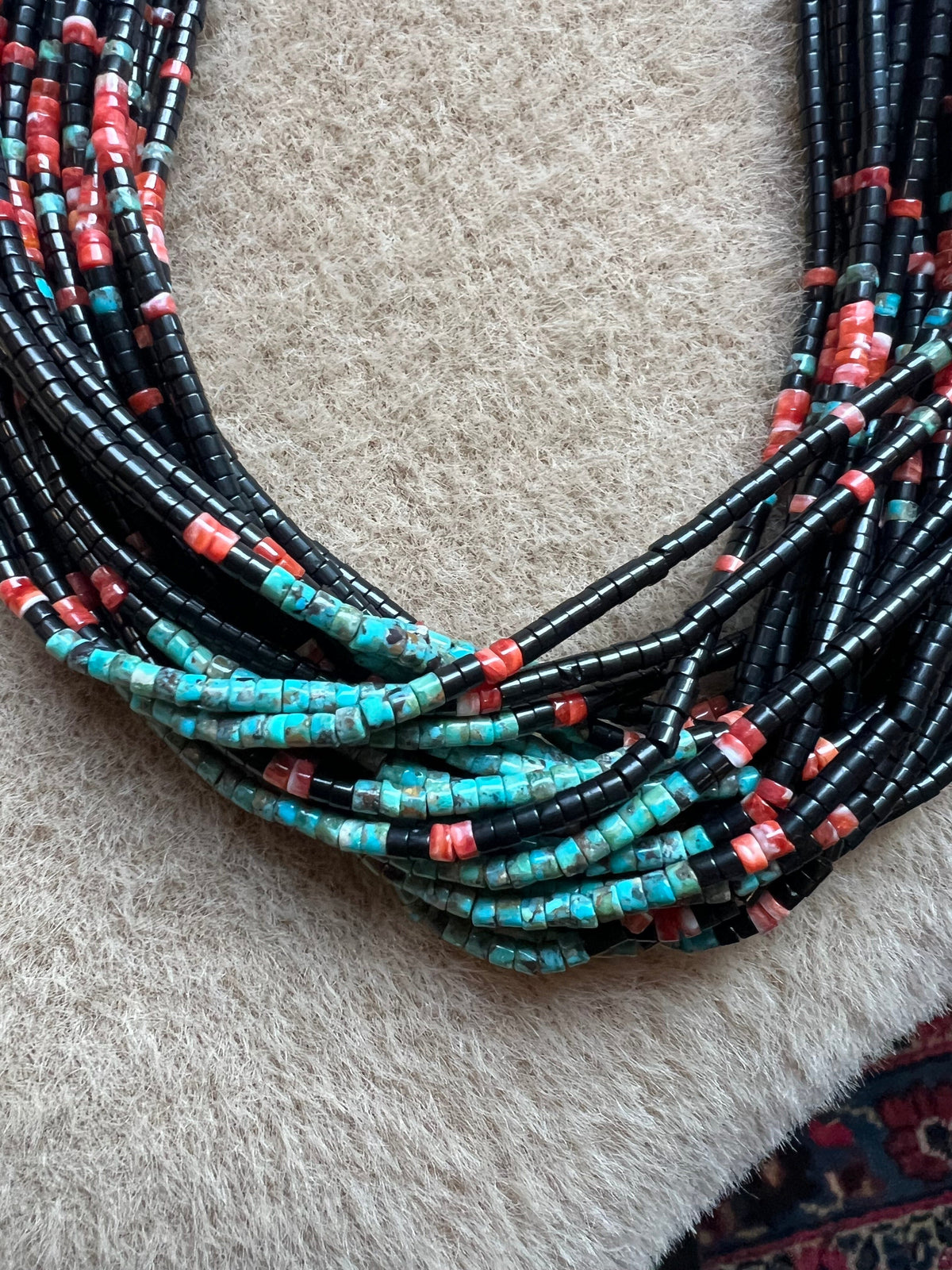 23 Strand Onyx/Turq/Spiny Oyster Necklace - NMT6