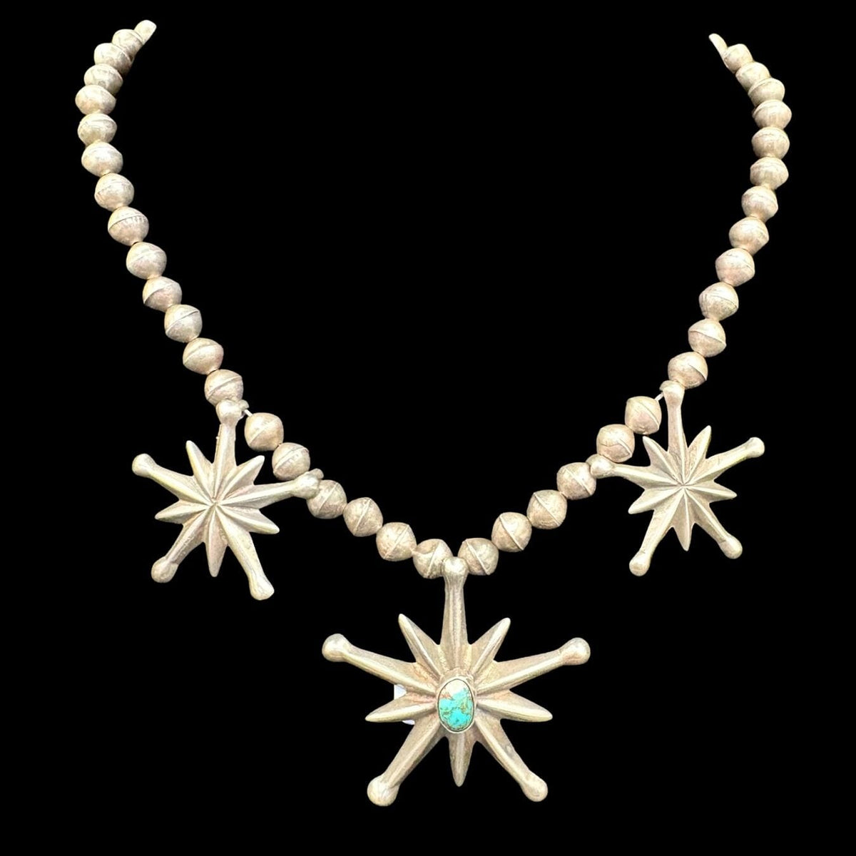 3 Starburst Necklace w/Center Star Turquoise Bisbee - NMH68