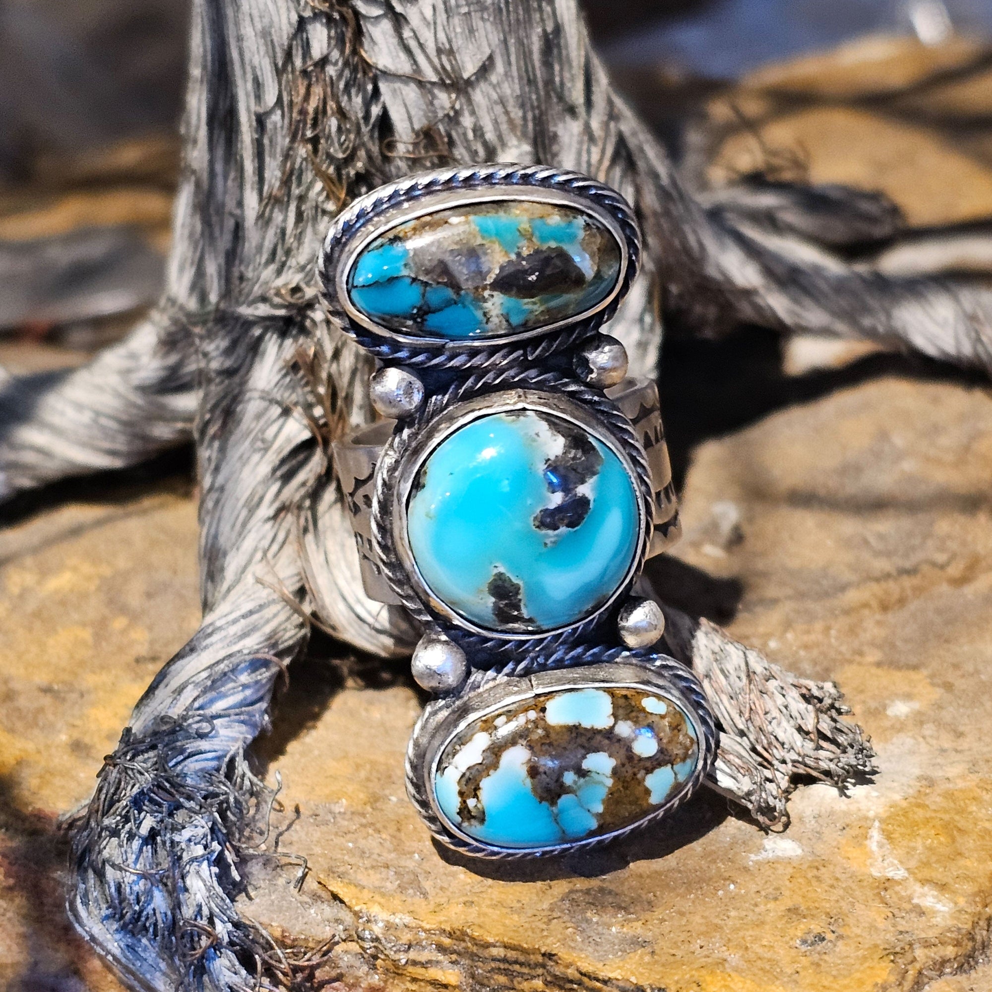 3 Stone Turquoise Ring - Size 9-3/4 - RSW21
