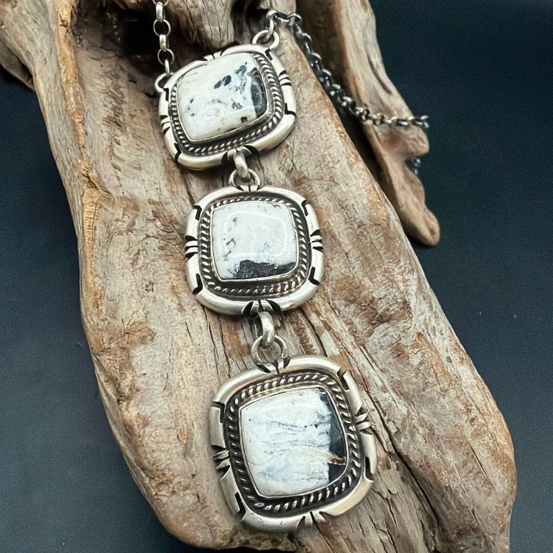 3 Stone White Buffalo Tier Necklace - NAZ65