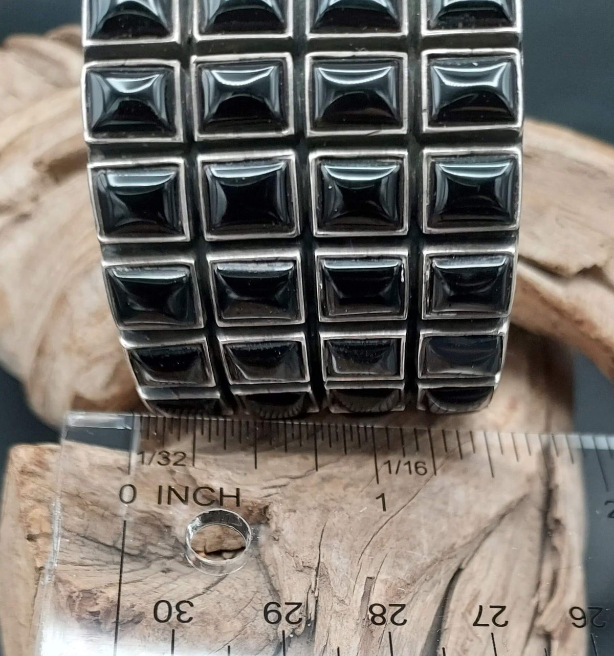 4-Row Black Onyx Statement Cuff – Sterling Silver - CFJ5