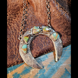 5-stone Turquoise Sandcast Naja Necklace - NAZ32