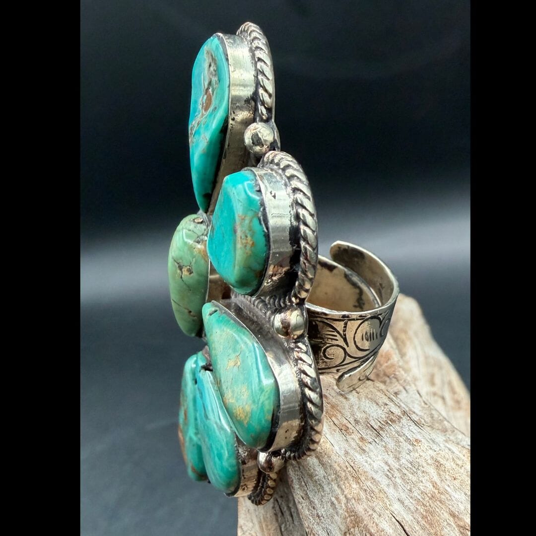 6-Stone German Silver Half Flower Ring - RBAR4