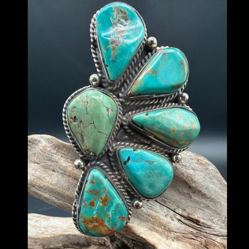 6-Stone German Silver Half Flower Ring - RBAR4