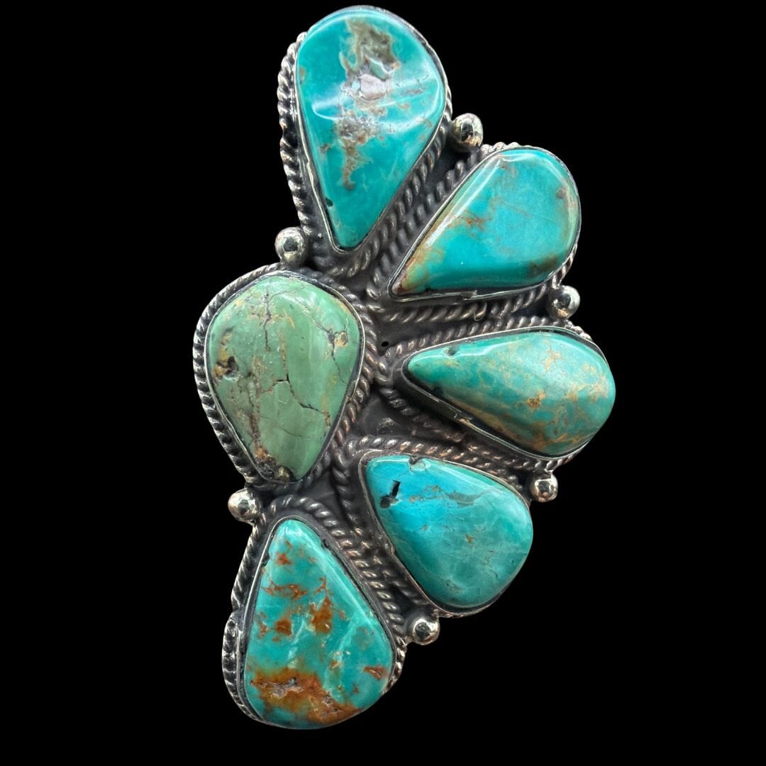 6-Stone German Silver Half Flower Ring - RBAR4