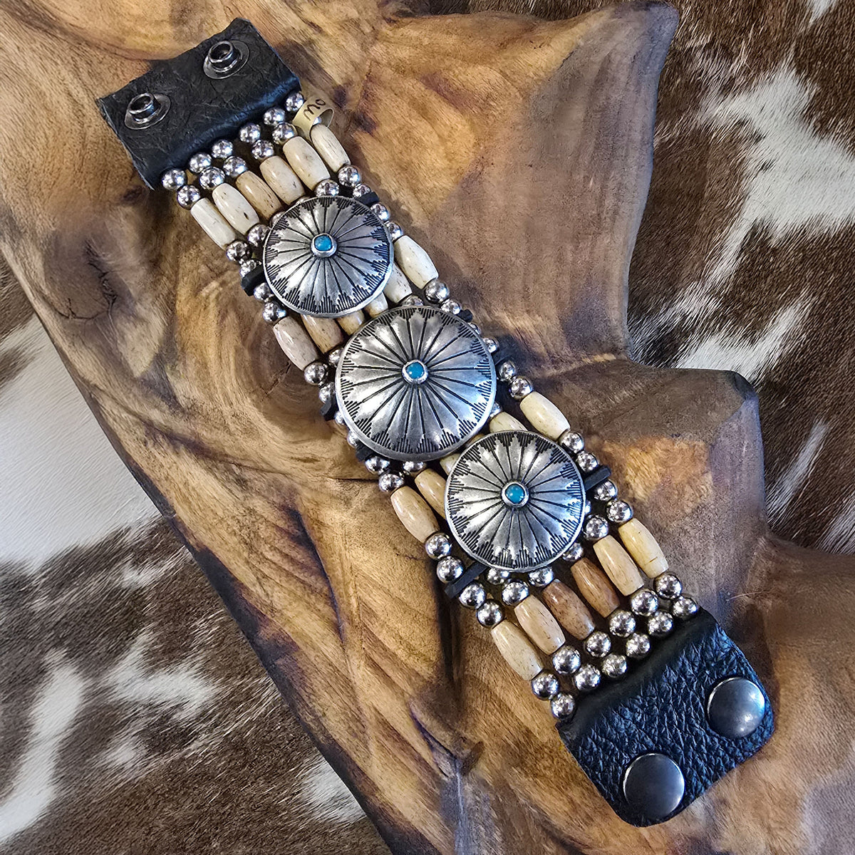 6-Strand Concho Bracelet - Turquoise - BRCM1-3C