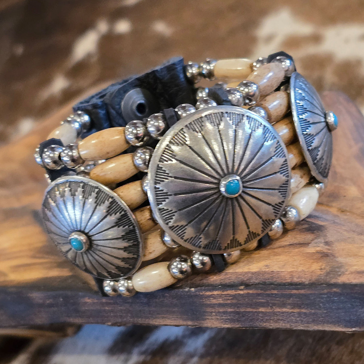 6-Strand Concho Bracelet - Turquoise - BRCM1-3C