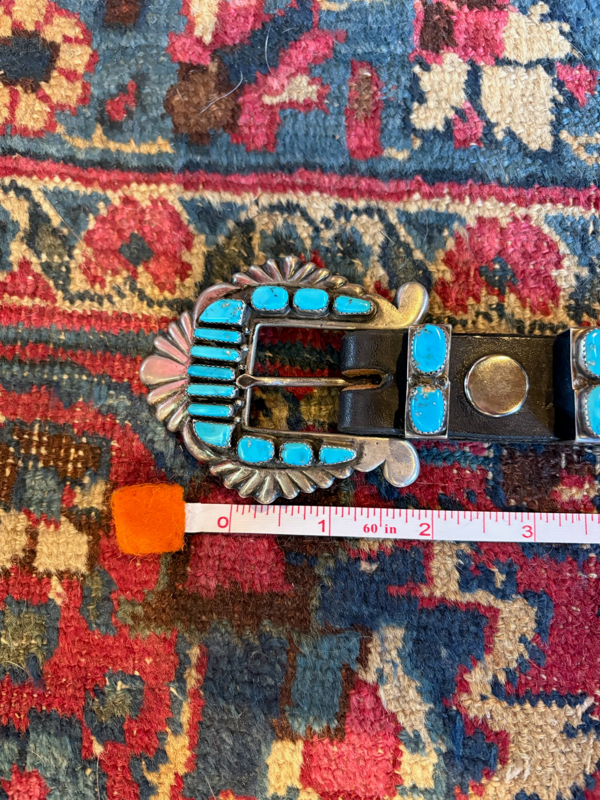 Turquoise/Black Leather Belt - BTMH10