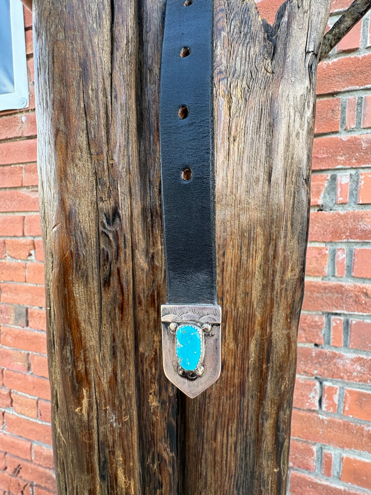 Turquoise/Black Leather Belt - BTMH10