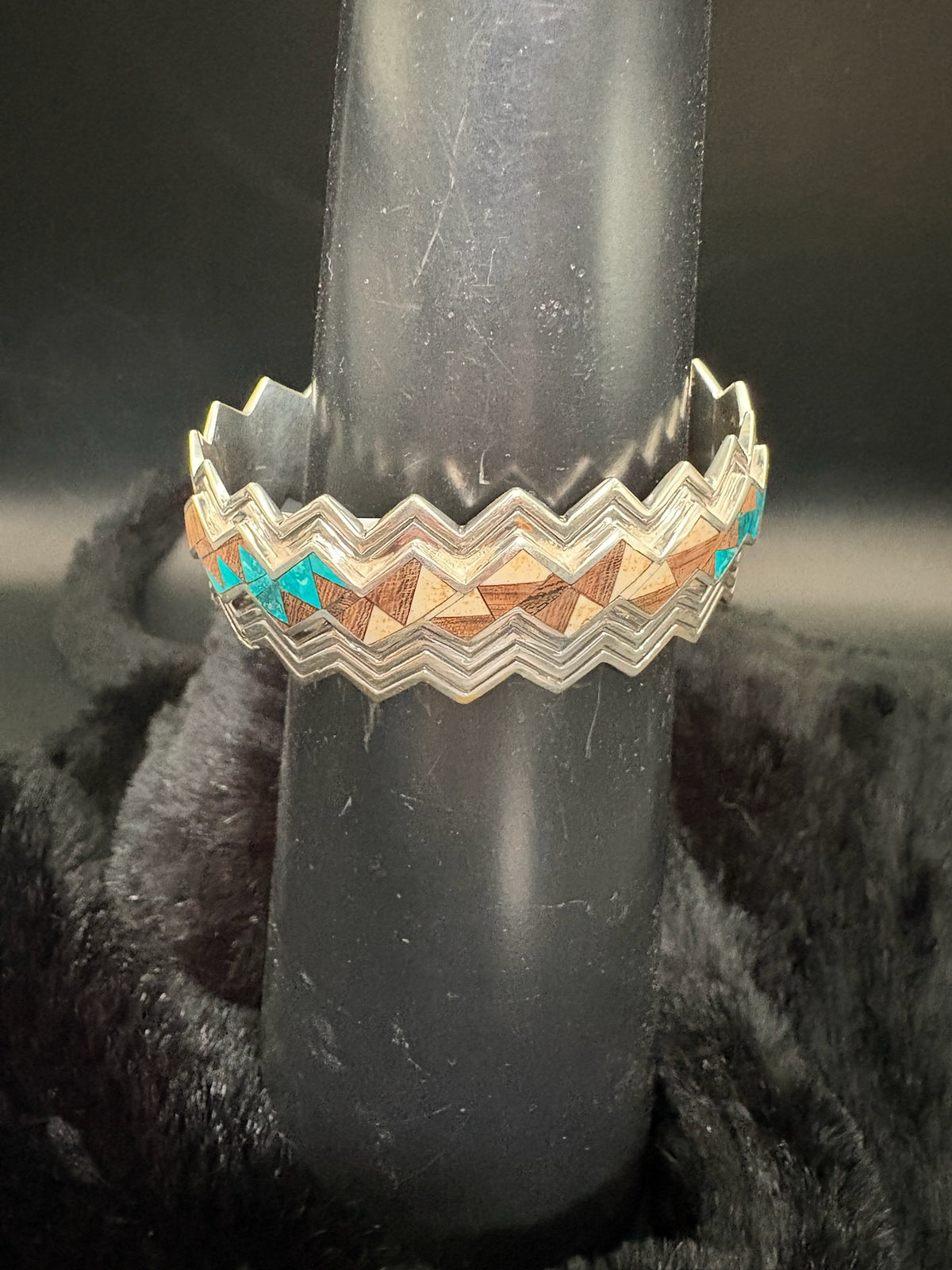 Native American Turquoise & Wood Inlay Cuff - CPD28