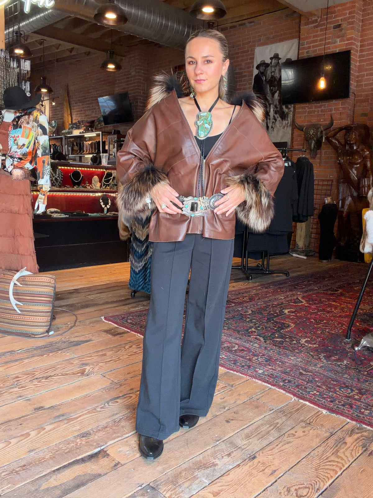 Marla Whiskey Leather/Rabbit Fur Jacket - MARLA