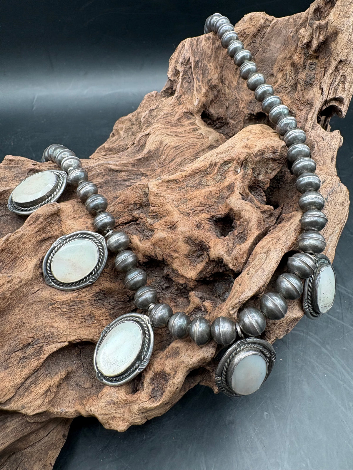 Mother Of Pearl 5 Stone/Sterling Necklace - NAZ67