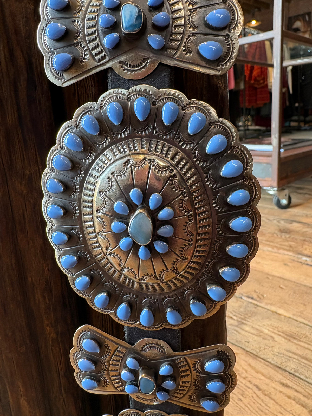 Cornflower Enamel/German Silver Concho Belt - BBAR 40