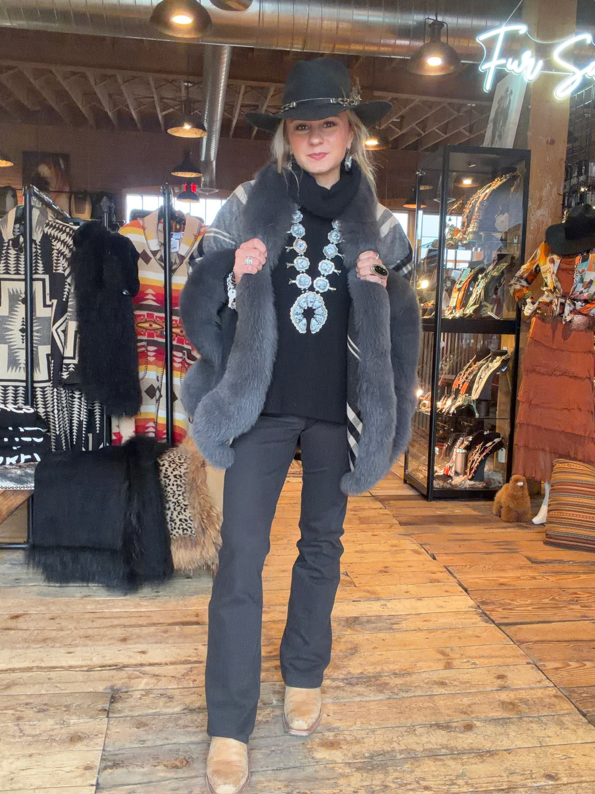 Cashmere/Fox Grey Plaid Cape - MCK8
