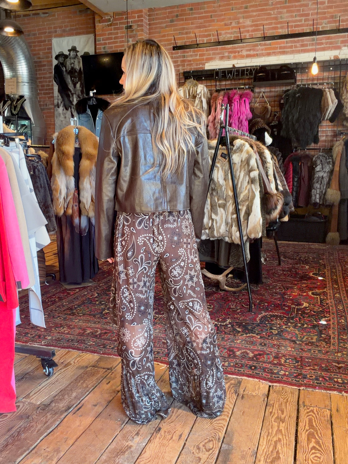 Brown Bandana Ruffle Mesh Pant - 4810BW