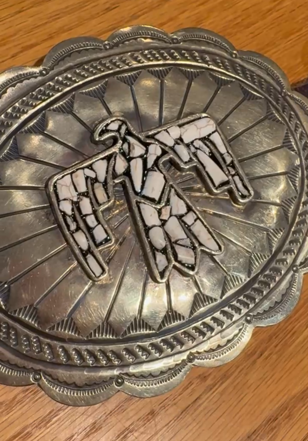 German Silver/Howlite T-bird Concho Belt - BBAR063