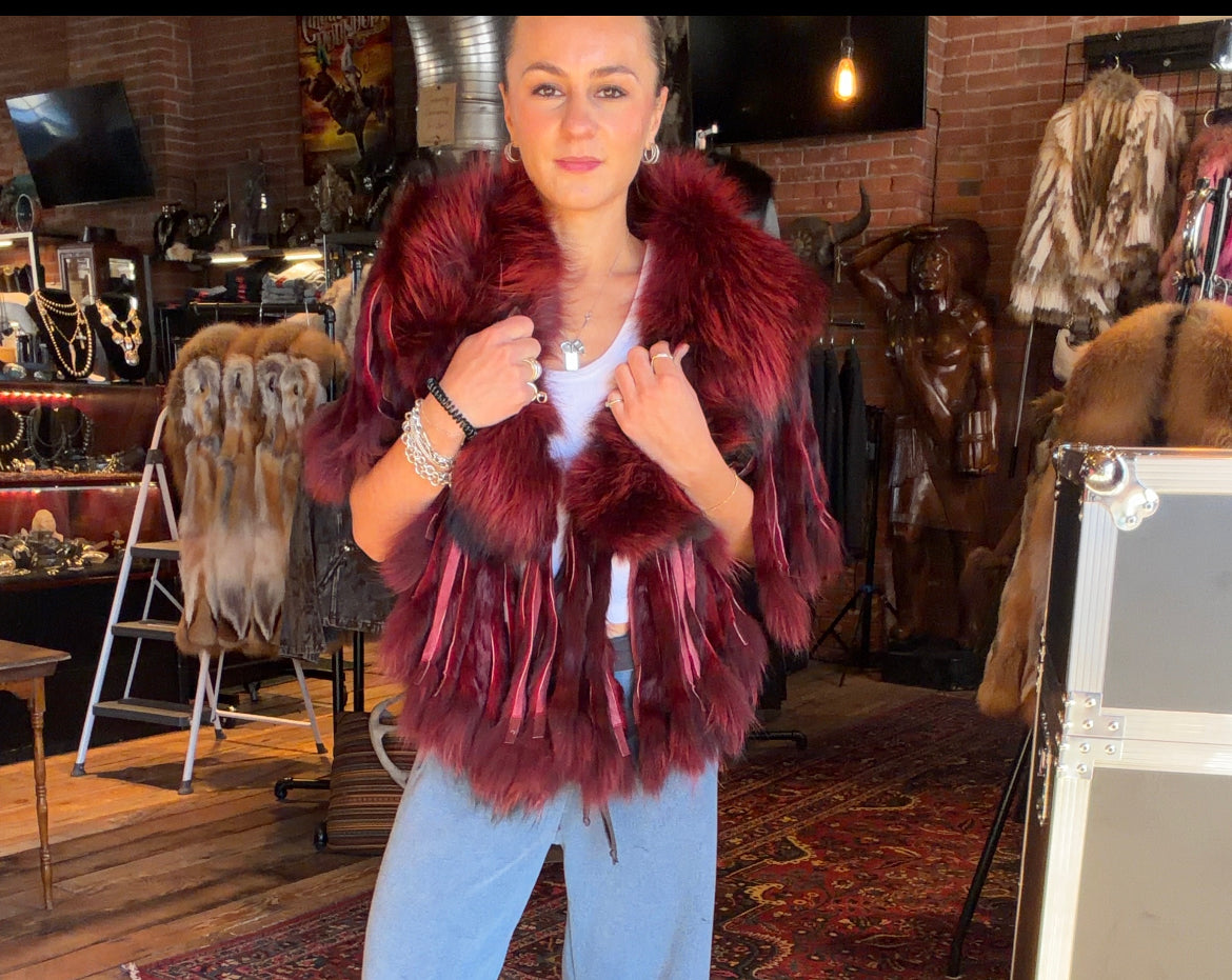 Burgundy Raccoon Collar - MKCOLR-BU
