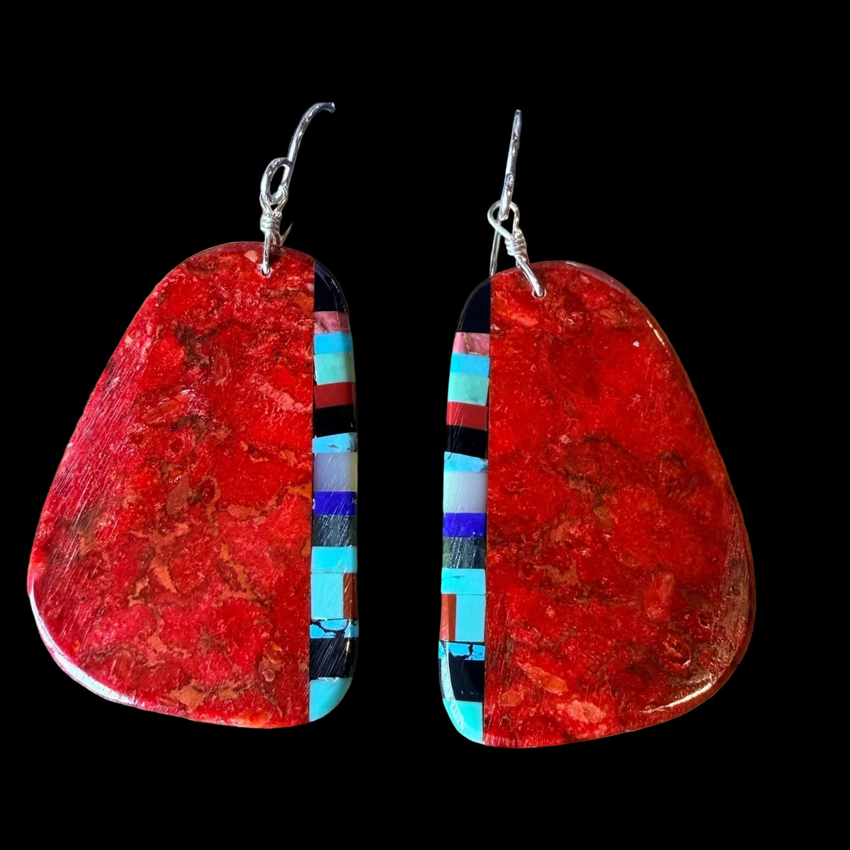 Santo Domingo Apple Coral Mosaic Inlay Earring - EPD19