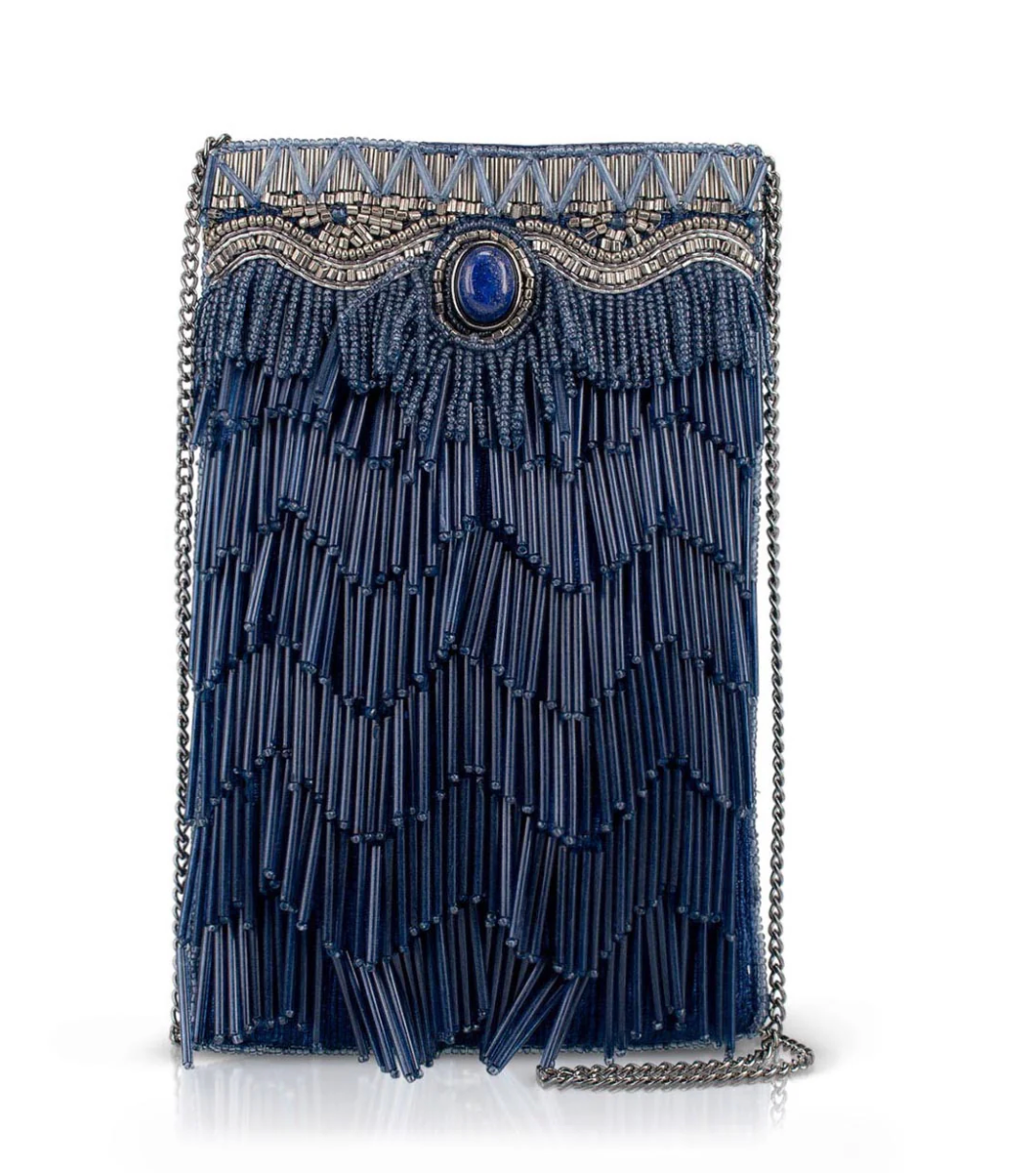 True Blue Beaded Crossbody Phone Bag - MFS002592
