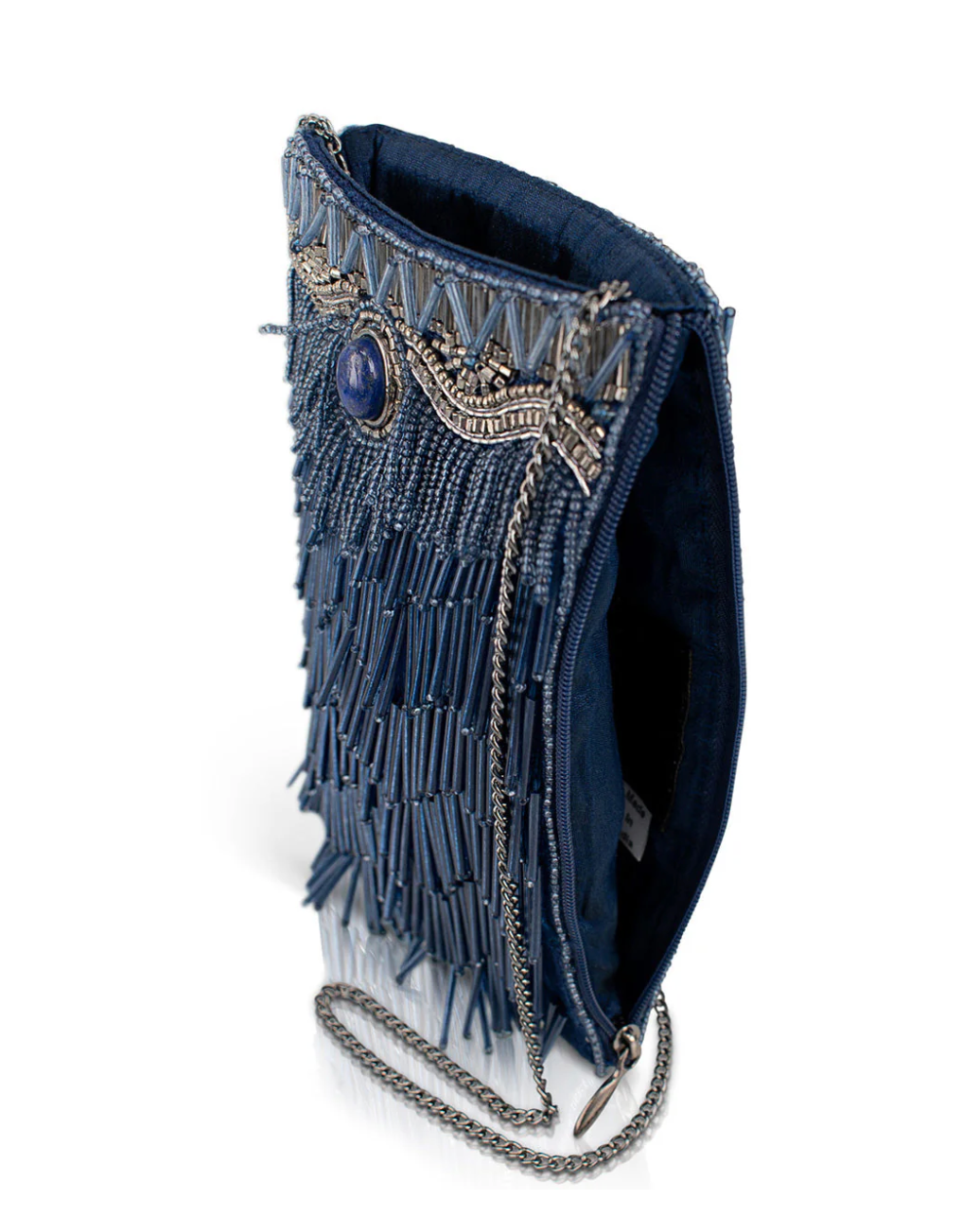 True Blue Beaded Crossbody Phone Bag - MFS002592