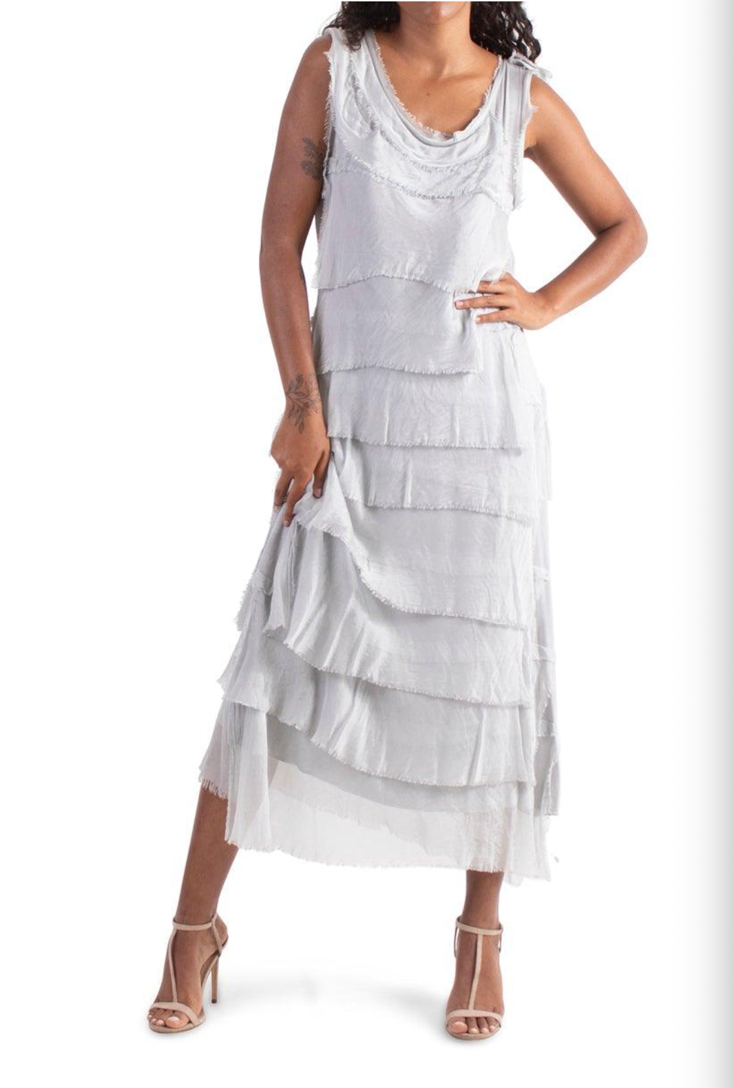 Dove Gray Silk Tiered Dress - DGG2-DG