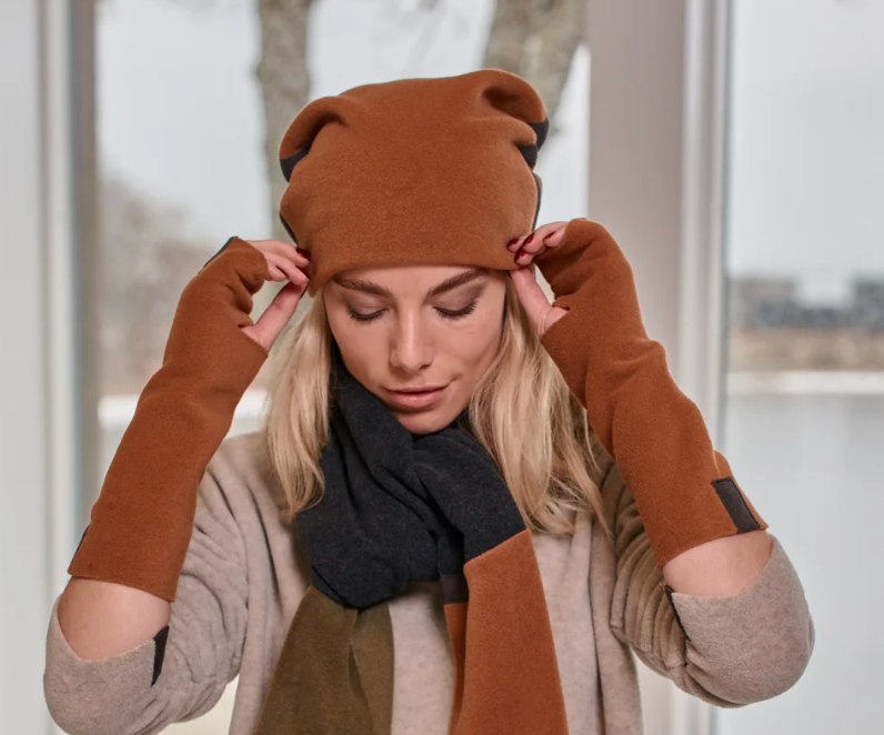 Rust Fleece Wrist Warmer/Gloves - 6022-706